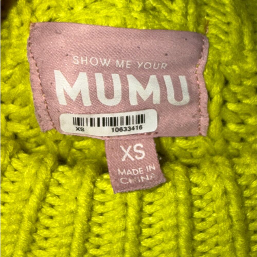 Show Me Your Mumu Sweater Top Green Chunky Cable Knit Crewneck Winter Size XS - Picture 10 of 11